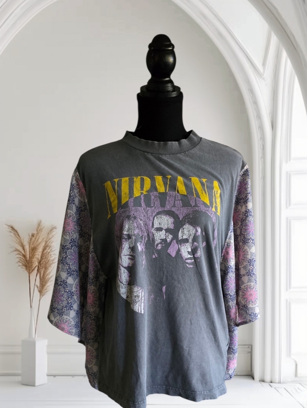 Upcycled Nirvana Band Tee With Flow Sleeves - Picture 2 of 6